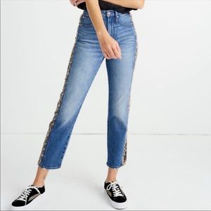 New Madewell Classic Straight Leopard Ankle Denim Jeans